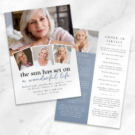 Modern Photo Collage Funeral Order of Service Programmakaart