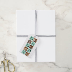 Modern Photo Collage Gift Label met "Daddy" Tekst Cadeaulabel