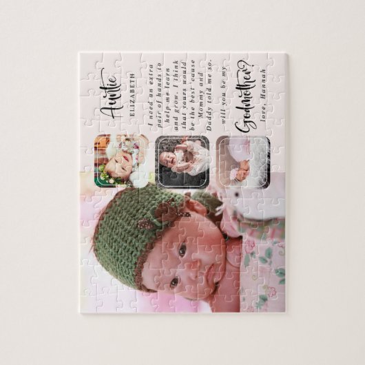 Modern Photo Collage Godmoeder-voorstel Legpuzzel (Verticaal)