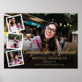 Modern Photo Collage Gold Graduation Party Sign Poster (Voorkant)