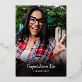 Modern Photo Collage Graduation Party Gold Folie Uitnodiging (Achterkant)