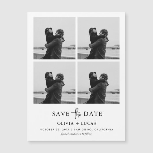 Modern Photo Collage Magnetic Wedding Save The Dat (Voorkant)