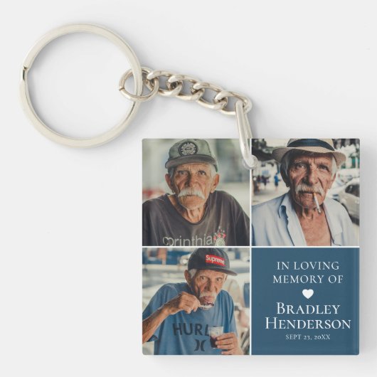 Modern Photo Collage Memorial Keepslag Sleutelhanger (Voorkant)