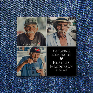 Modern Photo Collage Memorial Keepslag Vierkante Button 5,1 Cm