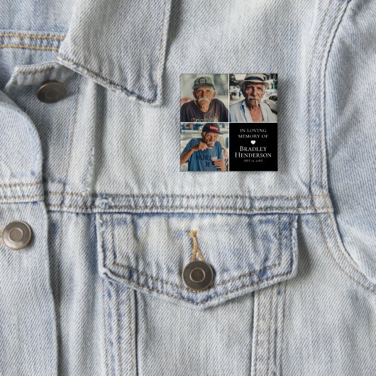 Modern Photo Collage Memorial Keepslag Vierkante Button 5,1 Cm (In situ)