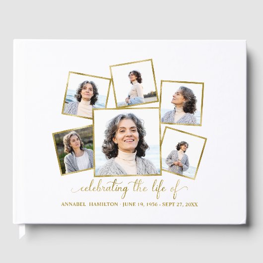 Modern Photo Collage Memorial voor begrafenis Gastenboek (Voorkant)
