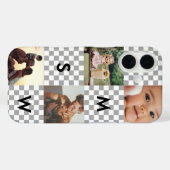 Modern Photo Collage Monogram Checkerboard Case-Mate iPhone Case (Achterkant (horizontaal))