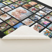 Modern Photo Collage Monogram Zwart Sherpa Deken (3/4)