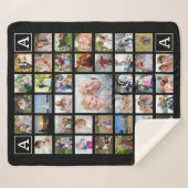 Modern Photo Collage Monogram Zwart Sherpa Deken (Voorkant (horizontaal))