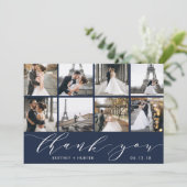 Modern Photo Collage Navy Blue Bedankkaart (Staand voorkant)