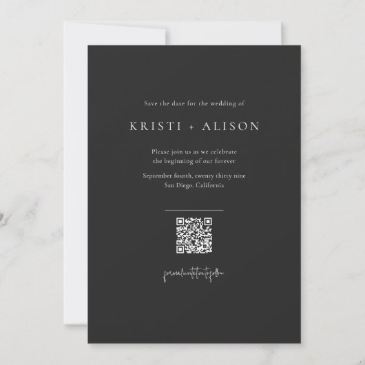 Modern Photo Collage QR Code Wedding Save the Date (Achterkant)