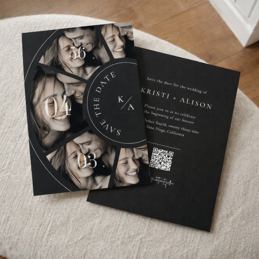 Modern Photo Collage QR Code Wedding Save the Date