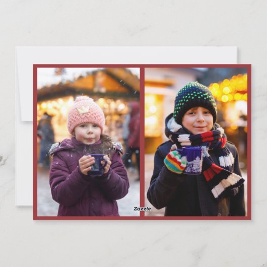 Modern Photo Collage Red Script Merry Christmas Feestdagenkaart (Achterkant)