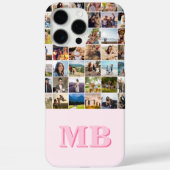 Modern Photo Collage Roze Initiaal Monogram Case-Mate iPhone Case (Achterkant)