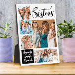 Modern Photo Collage Sisters Fotoplaat<br><div class="desc">Modern,  trendy  photo collage keepsake plaque. Design features typography script ''sisters'',  5 photos and names. Perfect as a gift or a keepsake.</div>