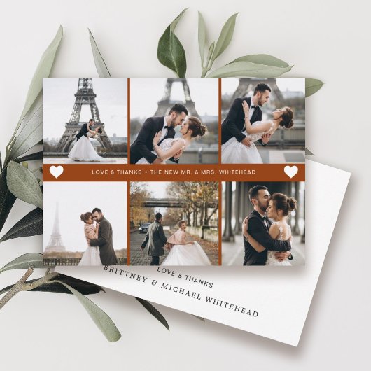 Modern Photo Collage Terracotta Bedankkaart