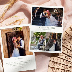 Modern Photo Collage Typografie bericht Trouwen Bedankkaart