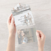 Modern Photo Collage Wedding All In One Uitnodiging (Afscheurbaar)