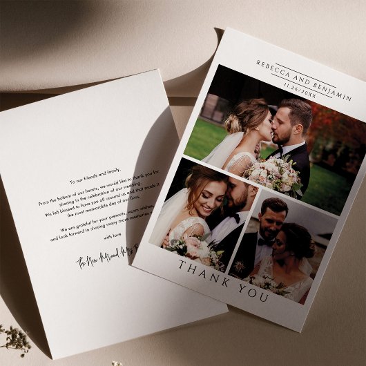 Modern Photo Collage Wedding Bedankkaart