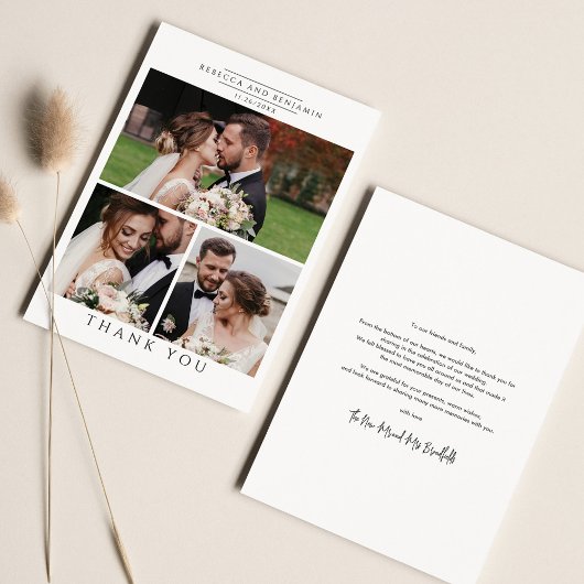 Modern Photo Collage Wedding Bedankkaart