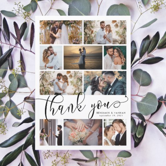 Modern Photo Collage Wedding Bedankkaart