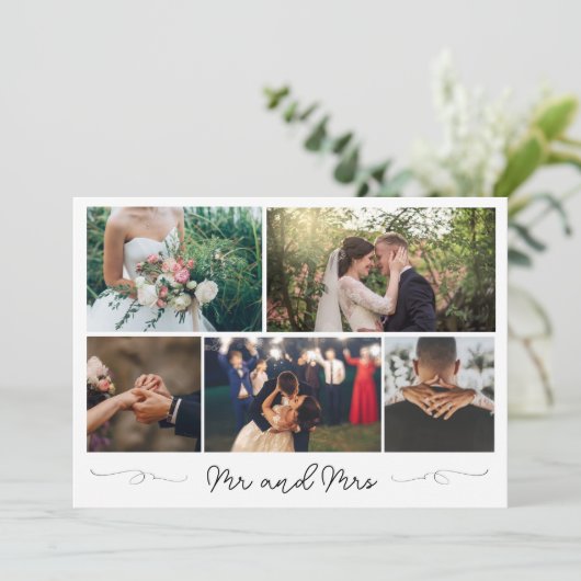 Modern Photo Collage Wedding Bedankt (Staand voorkant)