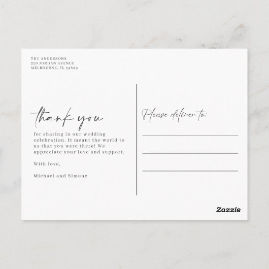 Modern Photo Collage Wedding Bedankt Briefkaart (Achterkant)