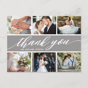 Modern Photo Collage Wedding Bedankt Briefkaart