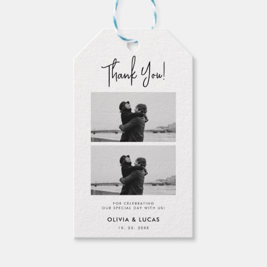 Modern Photo Collage Wedding Bedankt Cadeaulabel (Voorkant)