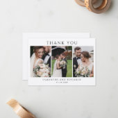 Modern Photo Collage Wedding Bedankt Notitiekaartje (Voorkant / Achterkant in situ)