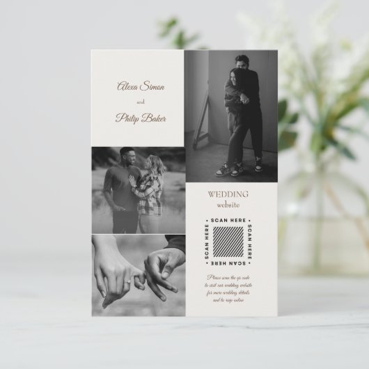 Modern Photo Collage Wedding Informatiekaartje (Staand voorkant)