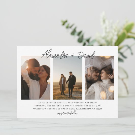 Modern Photo Collage Wedding Kaart (Staand voorkant)