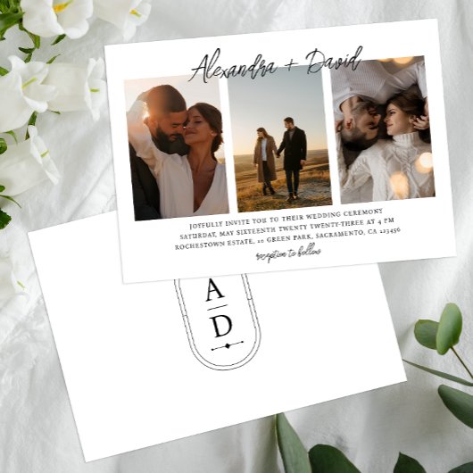 Modern Photo Collage Wedding Kaart