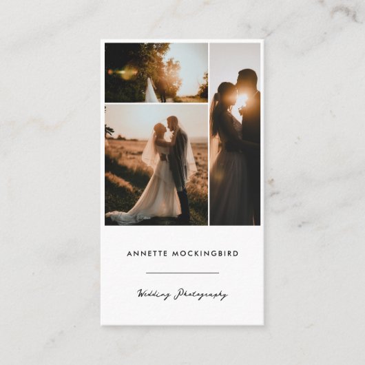 Modern Photo Collage Wedding Photography Script Visitekaartje (Voorkant)