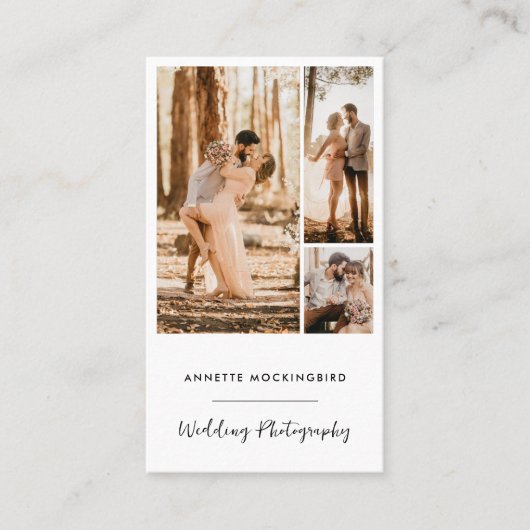 Modern Photo Collage Wedding Photography Script Visitekaartje (Voorkant)