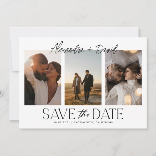 Modern Photo Collage Wedding Save The Date (Voorkant)