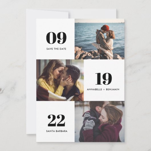Modern Photo Collage Wedding Save The Date (Voorkant)