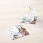 Modern Photo Collage Wedding Save the Date Kartonnen Onderzetters (Insitu)