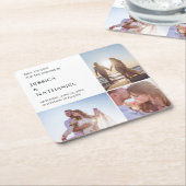 Modern Photo Collage Wedding Save the Date Kartonnen Onderzetters (Schuin)