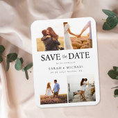 Modern Photo Collage Wedding Save the Date Magneet