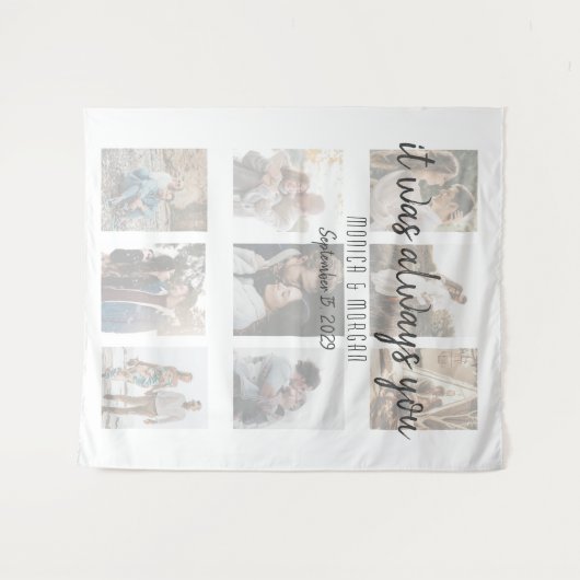 Modern Photo Collage Wedding Wandkleed (Voorkant (horizontaal))