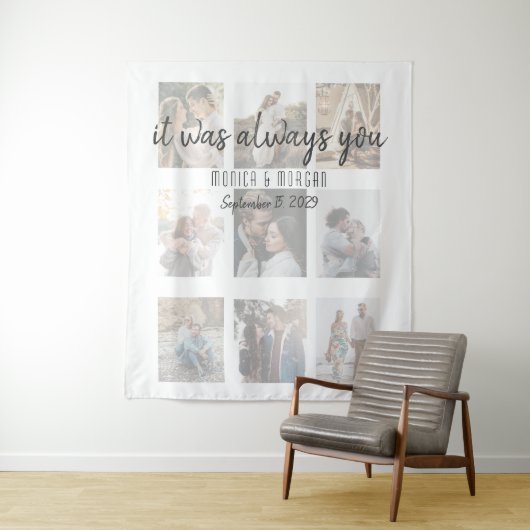 Modern Photo Collage Wedding Wandkleed (In situ)