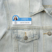 Modern Photo Company Logo Light Blue Magnetic Naamplaatje (In situ)