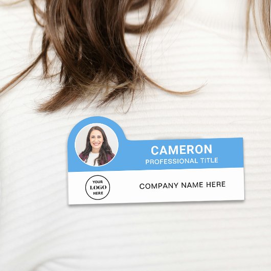 Modern Photo Company Logo Light Blue Magnetic Naamplaatje
