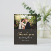Modern photo customizable black wedding briefkaart (Staand voorkant)