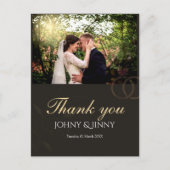 Modern photo customizable black wedding briefkaart (Voorkant)