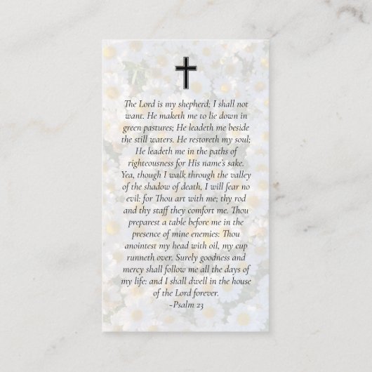 Modern Photo Daises Memorial Prayer Kaart Contactkaartje (Achterkant)