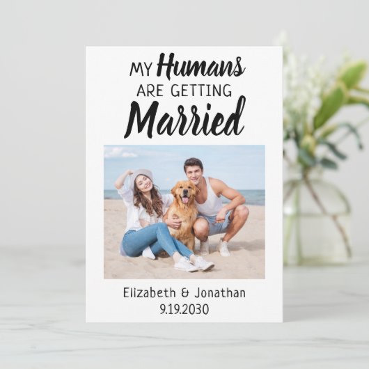 Modern Photo Dog Wedding Save The Date (Staand voorkant)