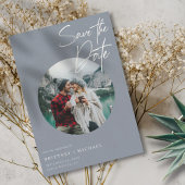 Modern Photo Dusty Blue Save The Date