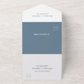 Modern Photo Dusty Blue Wedding RSVP All In One Uitnodiging (Buitenkant)